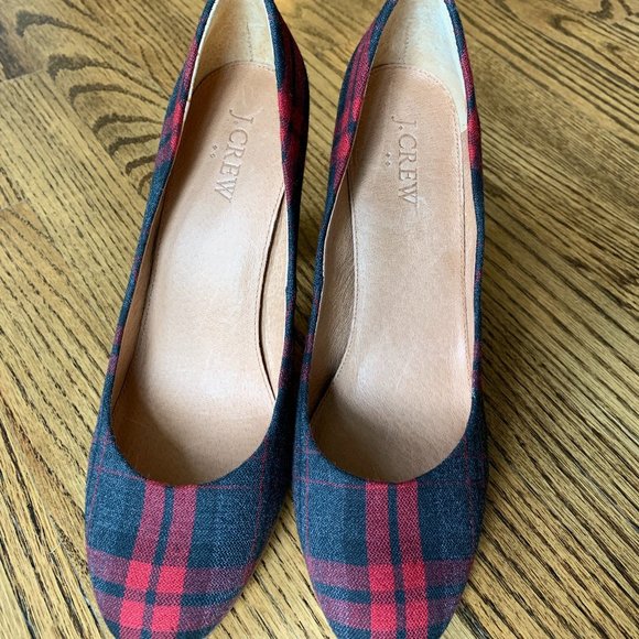 J Crew Plaid Pumps- heather grey NWT Size 8 - Picture 7 of 7